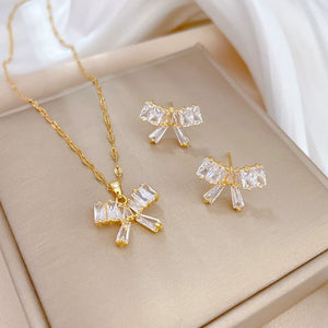 Coquette, Bow Earrings and Necklace